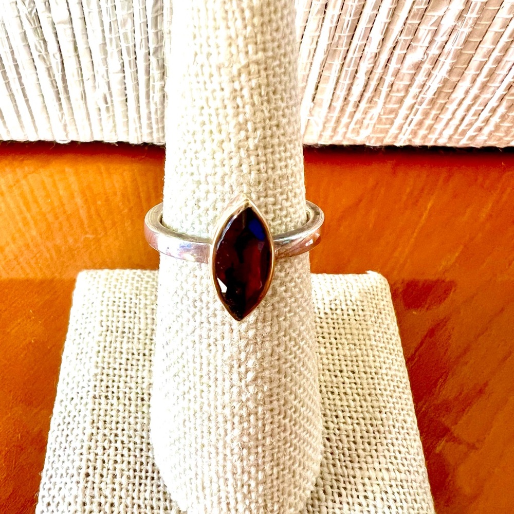 Marquis Garnet set in 14KT Gold on Sterling Silver Band